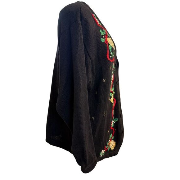 Victoria Jones Woman Holiday Christmas Cardigan Plus Sz. 2X Embroidered - Picture 7 of 9